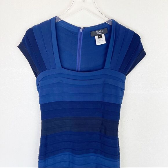 Tadashi Navy Tiered Layered Cocktail Mini Dress Size Small - Picture 2 of 7